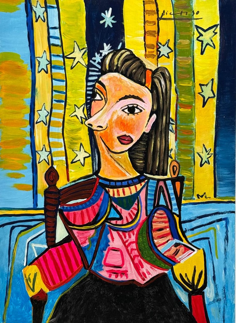 Pablo Picasso Spanish (Drawing on Paper Painting) Style of (1 of 4)