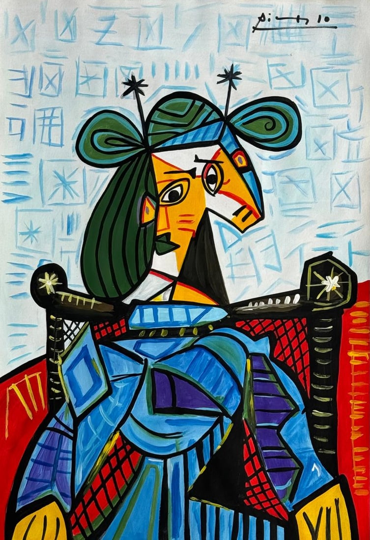 Pablo Picasso Spanish (Drawing on Paper Painting) Style of (1 of 4)