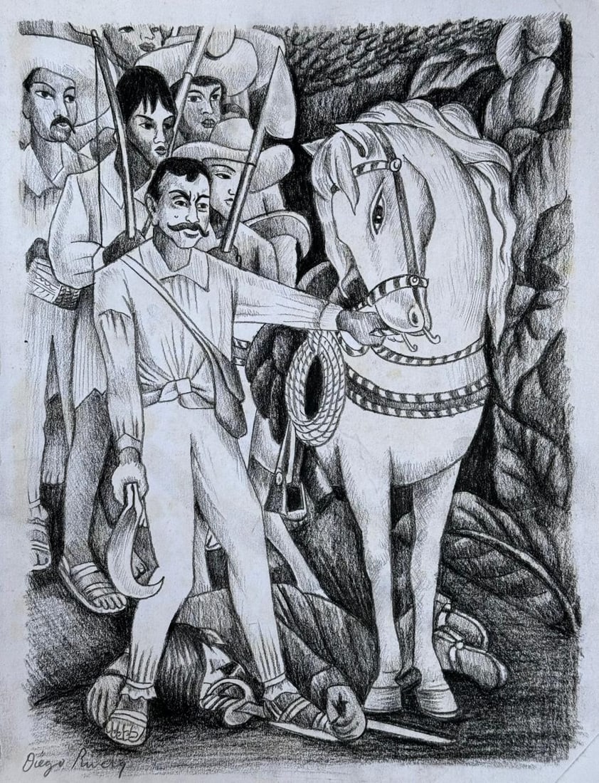 Diego Rivera (Drawing on Paper Painting) Style of (1 of 4)