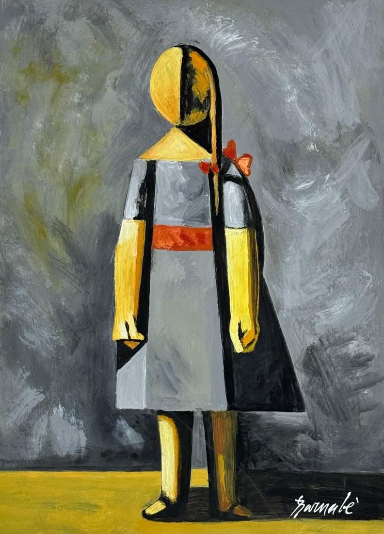 Duilio Barnabe (Drawing on Paper Painting) Style of: Drawing on paper 8½ x 11½ inches, rendered in the style of Duilio Barnabe (07 Oct 1914 - 07 Oct 1961) was an Italian artist who lived and worked in Paris. He is known for his paintings o