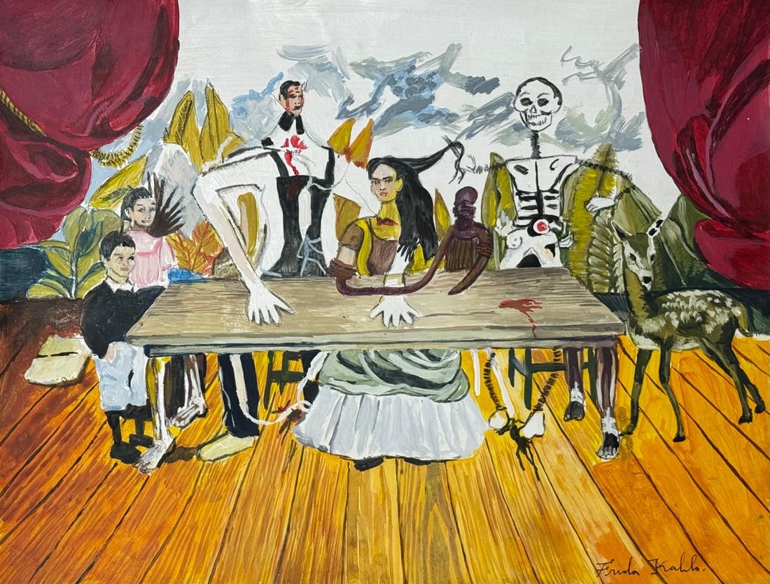 Frida Kahlo (Drawing on Paper Painting) Style of (1 of 4)