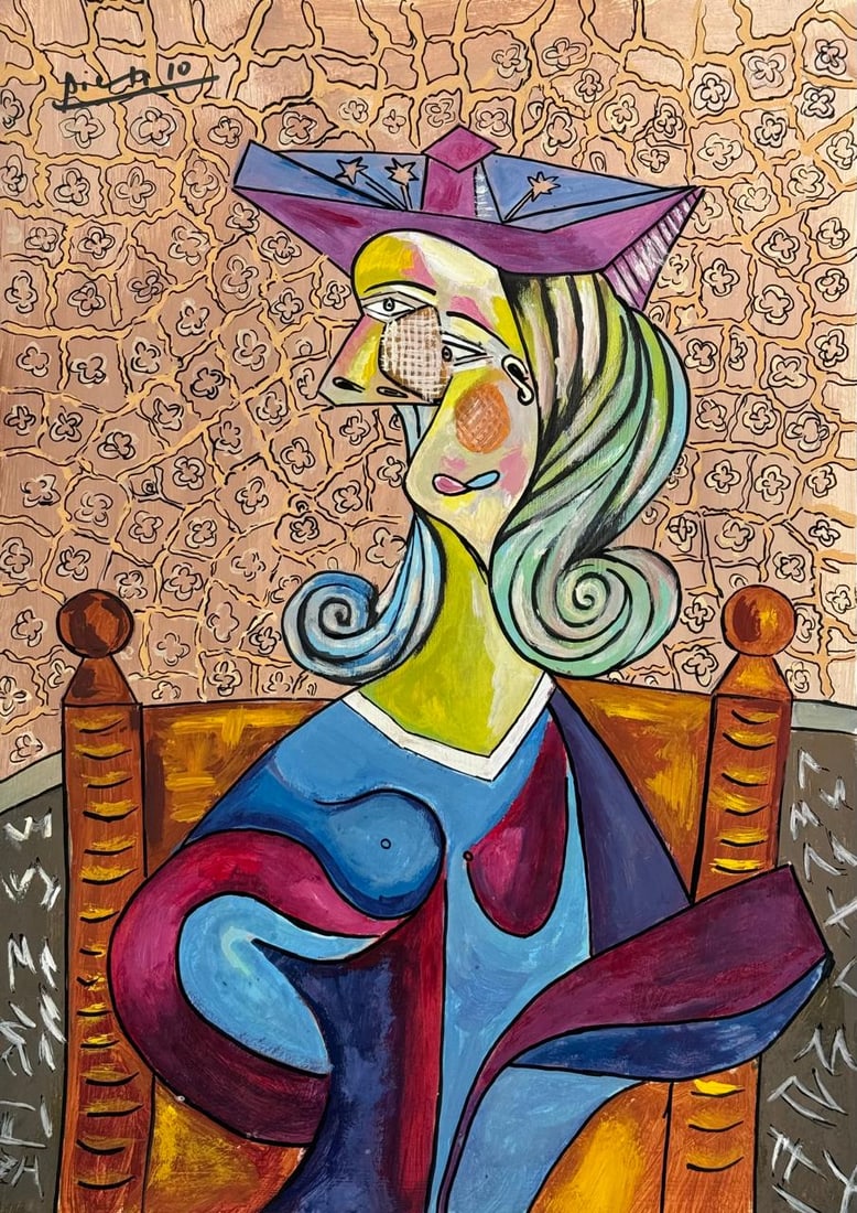 Pablo Picasso Spanish (Drawing on Paper Painting) Style of (1 of 4)