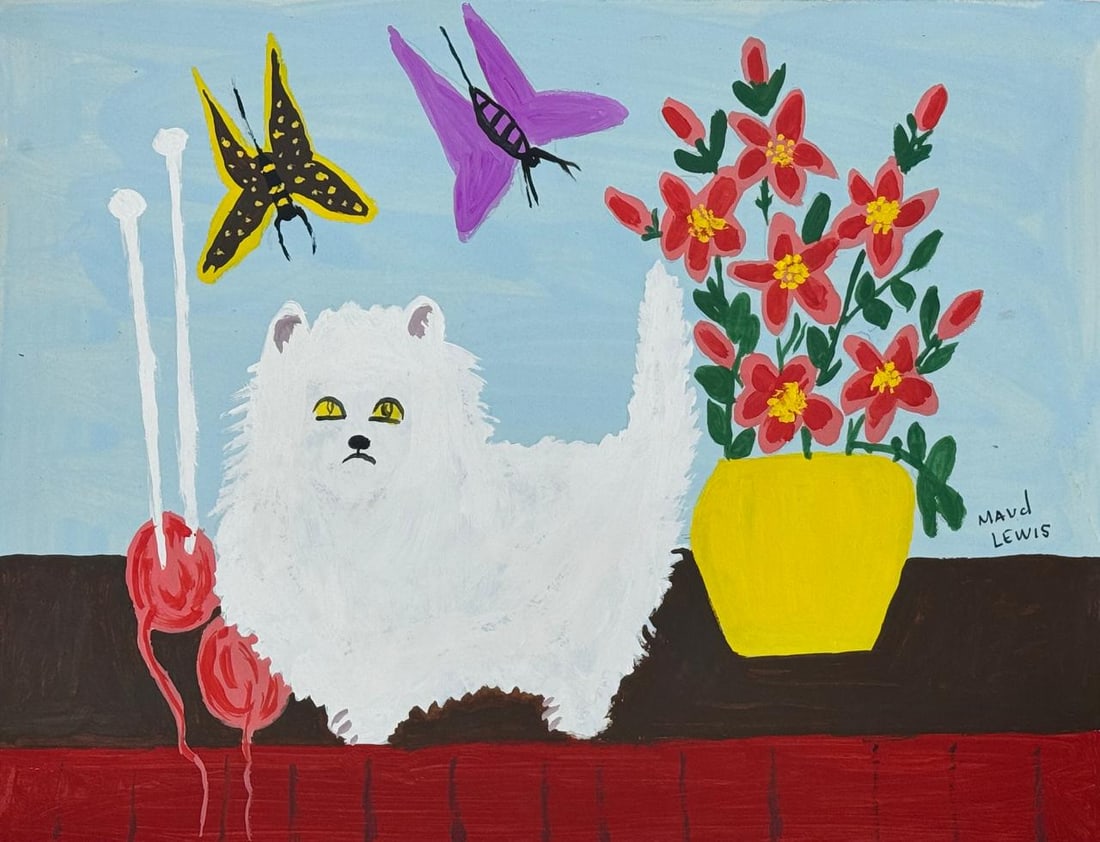 Maud Lewis Canadian (Drawing on Paper Painting) Style of: Drawing on paper 9½ x 12 inches, rendered in the style of Maud Lewis (07 Mar 1903 - 30 Jul 1970) was a Canadian folk artist from Nova Scotia. She lived most of her life in poverty in a small ho