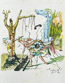 Salvador Dali Spanish (Drawing on Paper Painting) Style of (1 of 4)