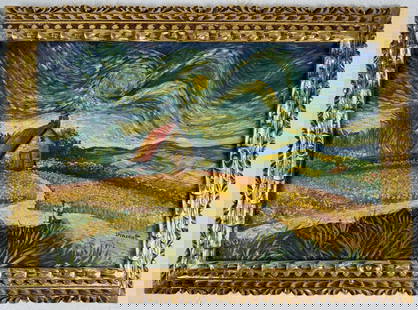 Vincent Van Gogh (Oil on canvas painting) Style of: Oil on canvas painting 21 x 29 inches, rendered in the style of Vincent Van Gogh (30 Mar 1853 - 29 Jul 1890) was a Dutch painter, generally considered to be the greatest after Rembrandt van Rijn, and