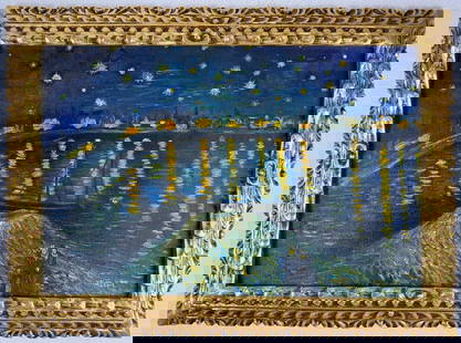 Vincent Van Gogh (Oil on canvas painting) Style of: Oil on canvas painting 21 x 29 inches, rendered in the style of Vincent Van Gogh (30 Mar 1853 - 29 Jul 1890) was a Dutch painter, generally considered to be the greatest after Rembrandt van Rijn, and