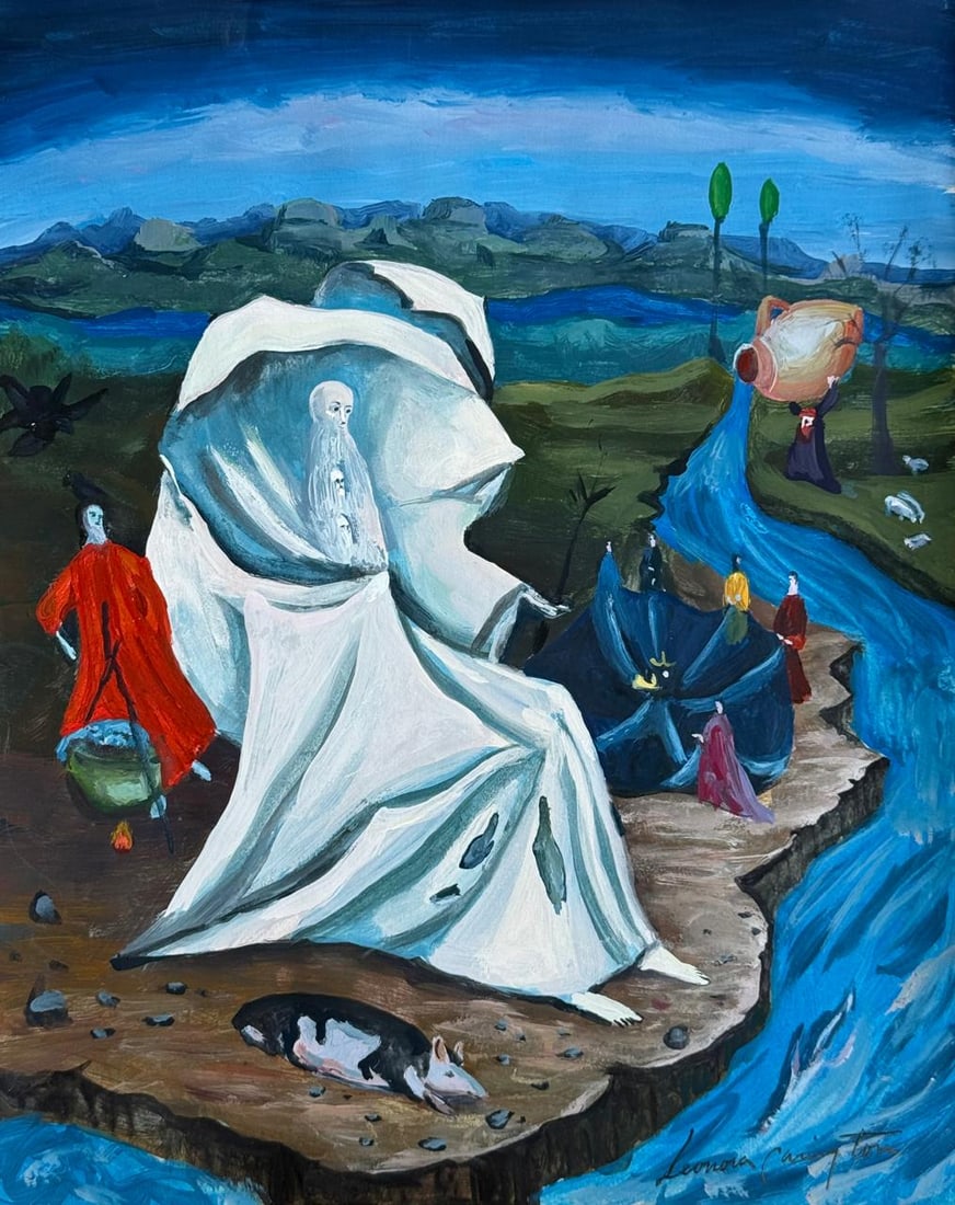 Leonora Carrington (Drawing on Paper Painting) Style of: Drawing on paper 8½ x 10½ inches, rendered in the style of Leonora Carrington (06 Apr 1917 - 25 May 2011) was a British-born, naturalized Mexican[1] surrealist painter and novelist. She 