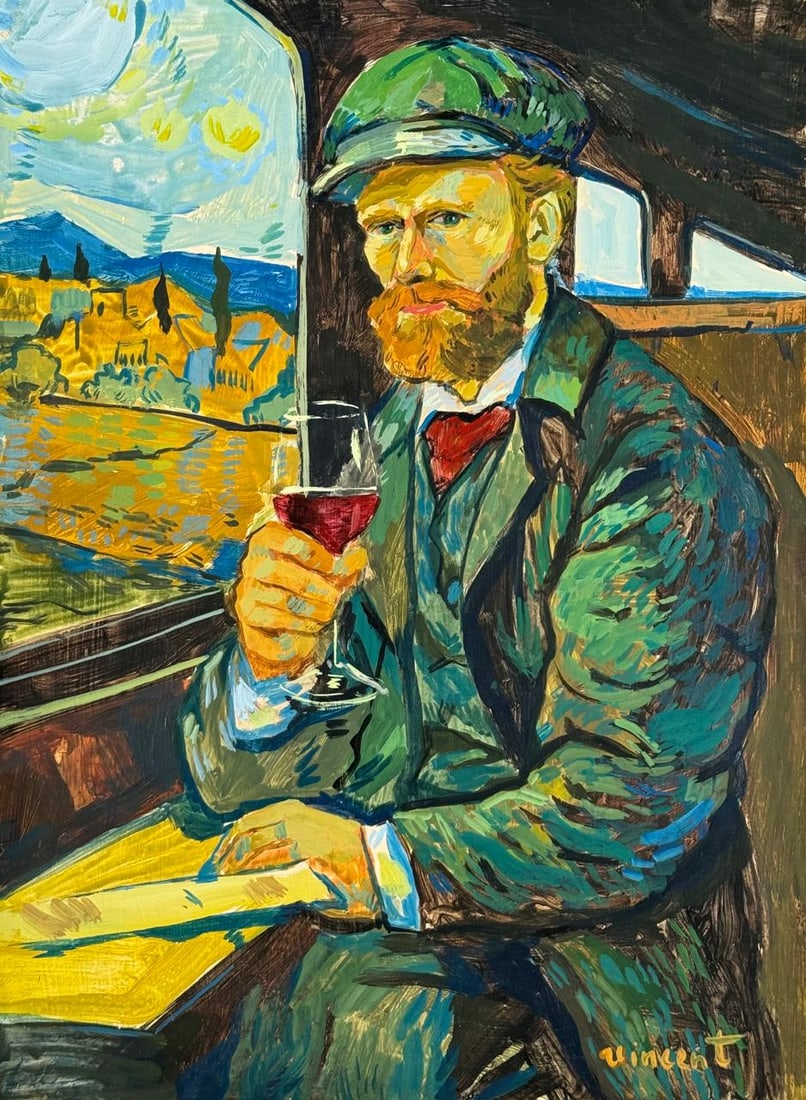 Vincent Van Gogh (Drawing on Paper Painting) Style of: Drawing on paper 8½ x 11½ inches, rendered in the style of Vincent Van Gogh (30 Mar 1853 - 29 Jul 1890) was a Dutch painter, generally considered to be the greatest after Rembrandt van R