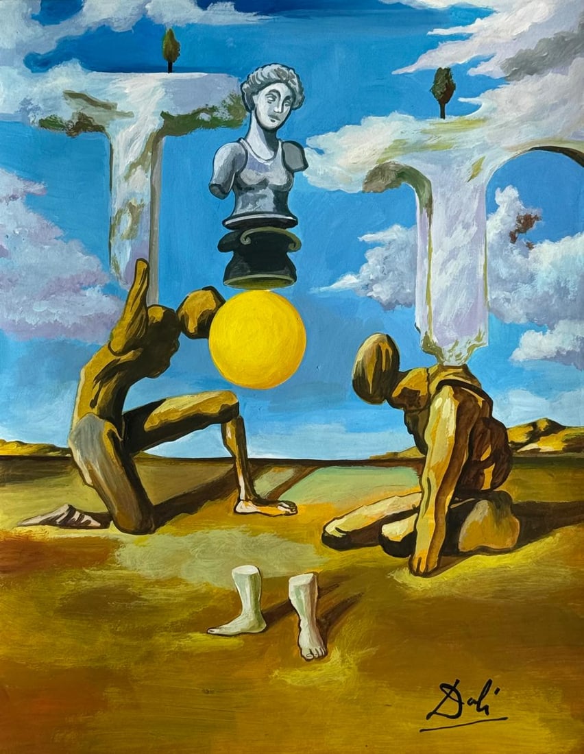 Salvador Dali Spanish (Drawing on Paper Painting) Style of: Drawing on paper 8½ x 11 inches, rendered in the style of Salvador Dali between (11 May 1904 - 23 Jan 1989) was a Spanish surrealist artist, painter and printmaker, influential for his explorat