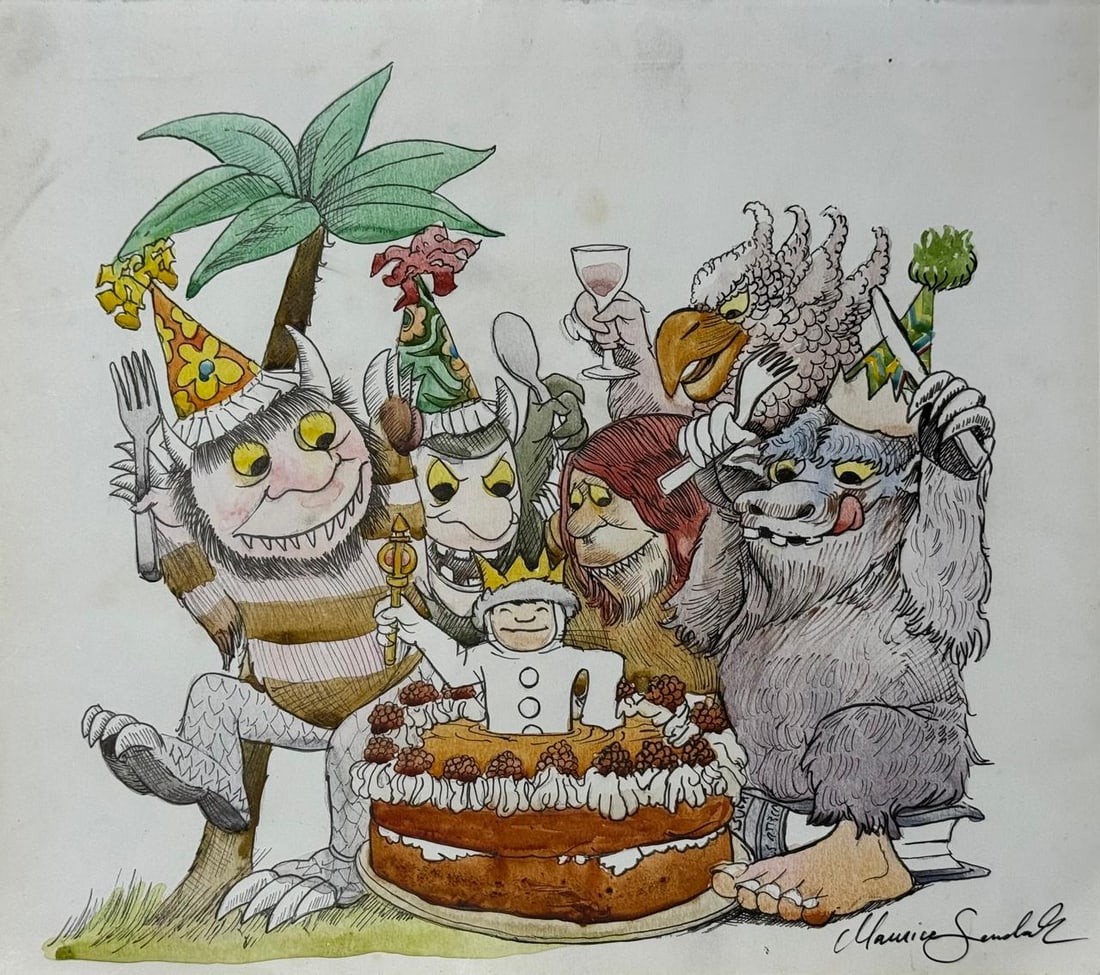 Maurice Sendak (Mixed Media On Paper Painting) In the style of (1 of 4)