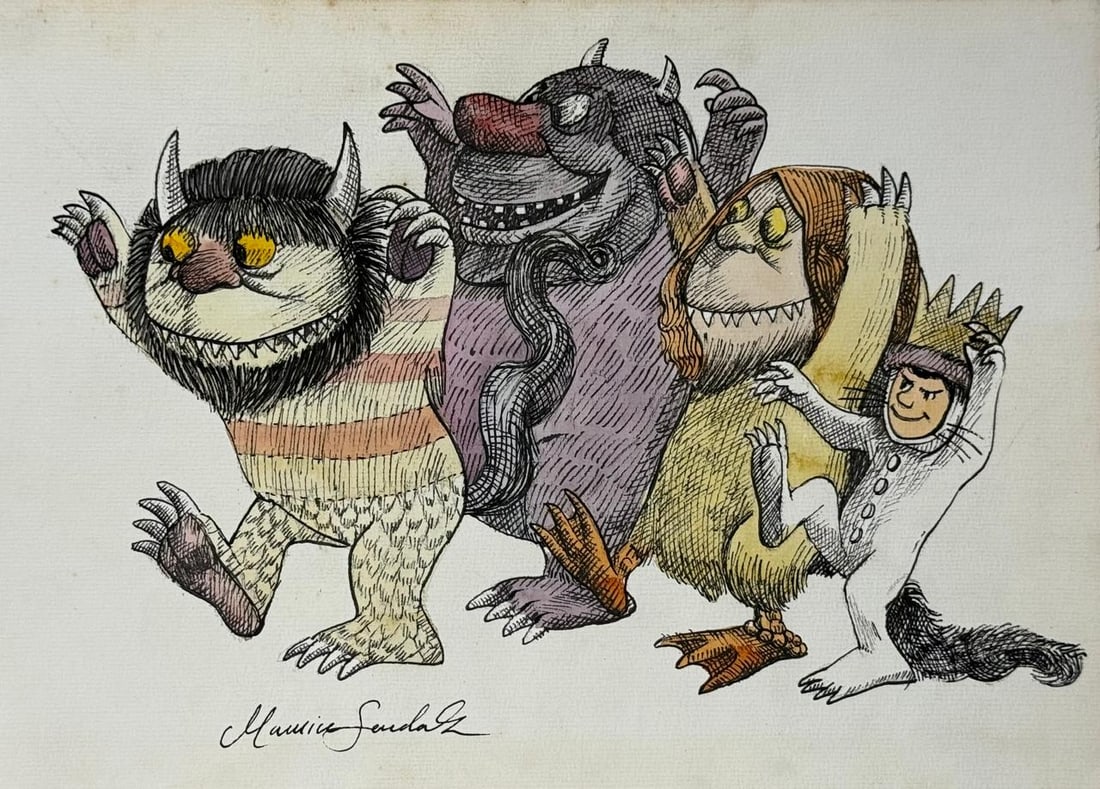 Maurice Sendak (Mixed Media On Paper Painting) In the style of (1 of 4)