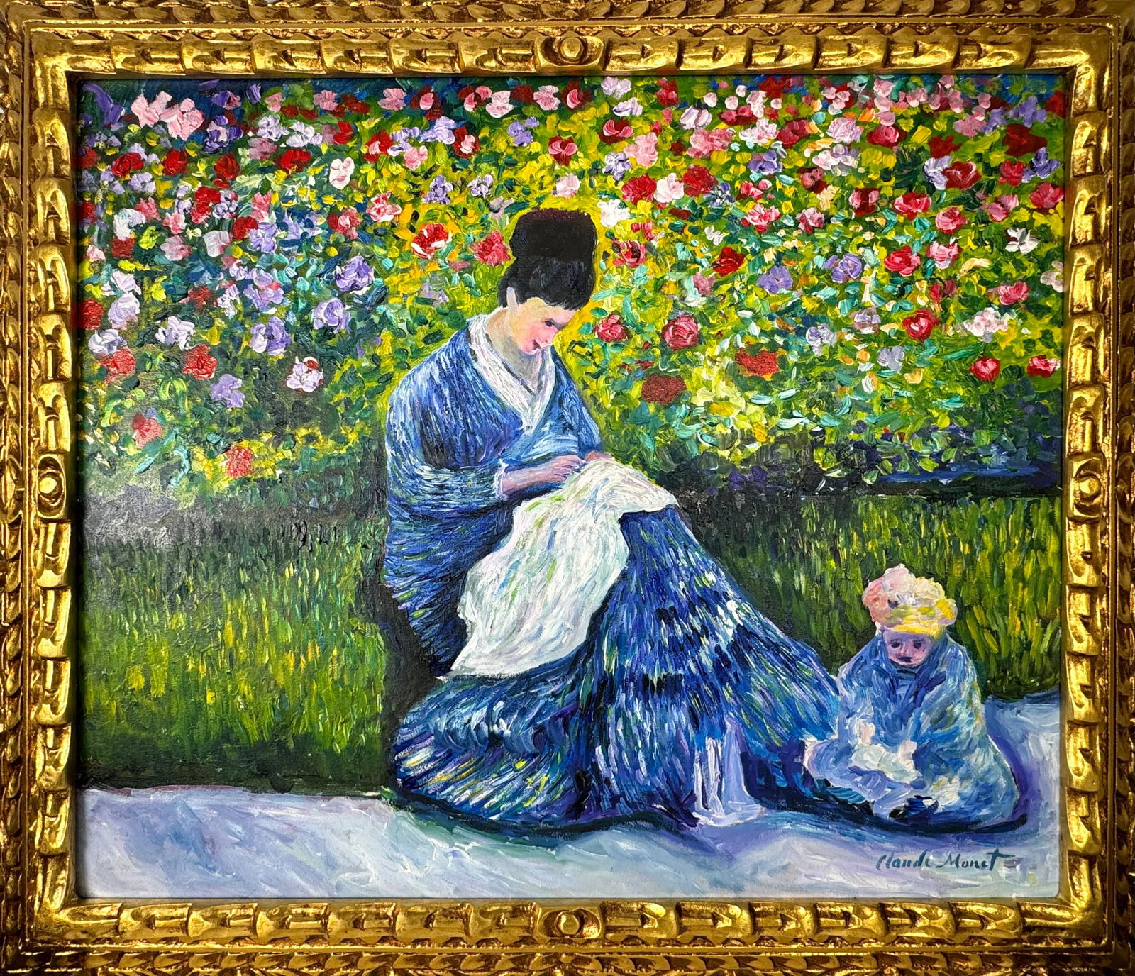 Claude Monet French (Oil on canvas painting) Style of: Oil on canvas painting 25 x 29 inches, rendered in the style of Claude Monet (14 Nov 1840 - 05 Dec 1926) was a French painter and founder of impressionist painting who is seen as a key precursor to mo