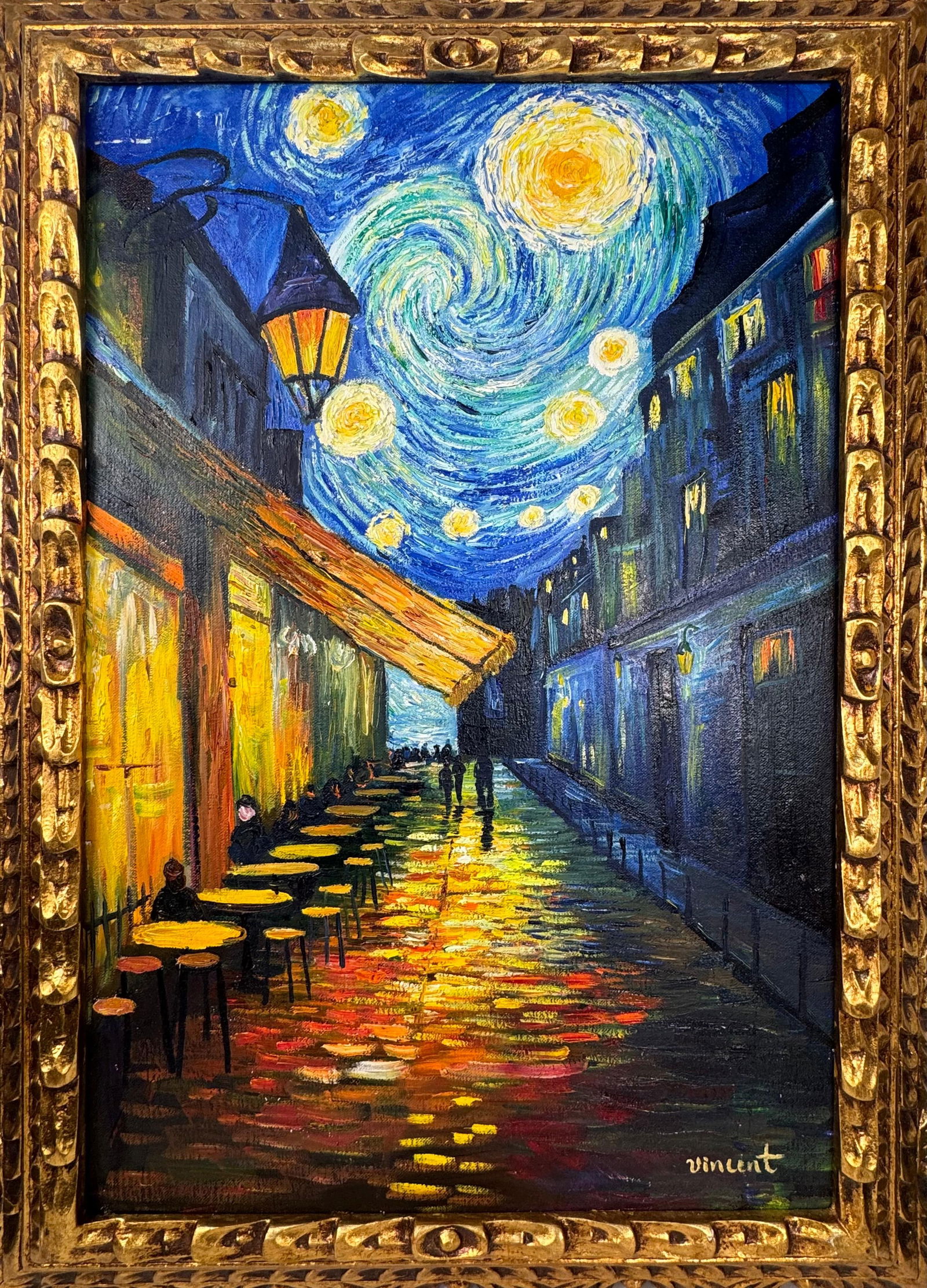 Vincent Van Gogh (Oil on canvas painting) Style of: Oil on canvas painting 21 x 29 inches, rendered in the style of Vincent Van Gogh (30 Mar 1853 - 29 Jul 1890) was a Dutch painter, generally considered to be the greatest after Rembrandt van Rijn, and