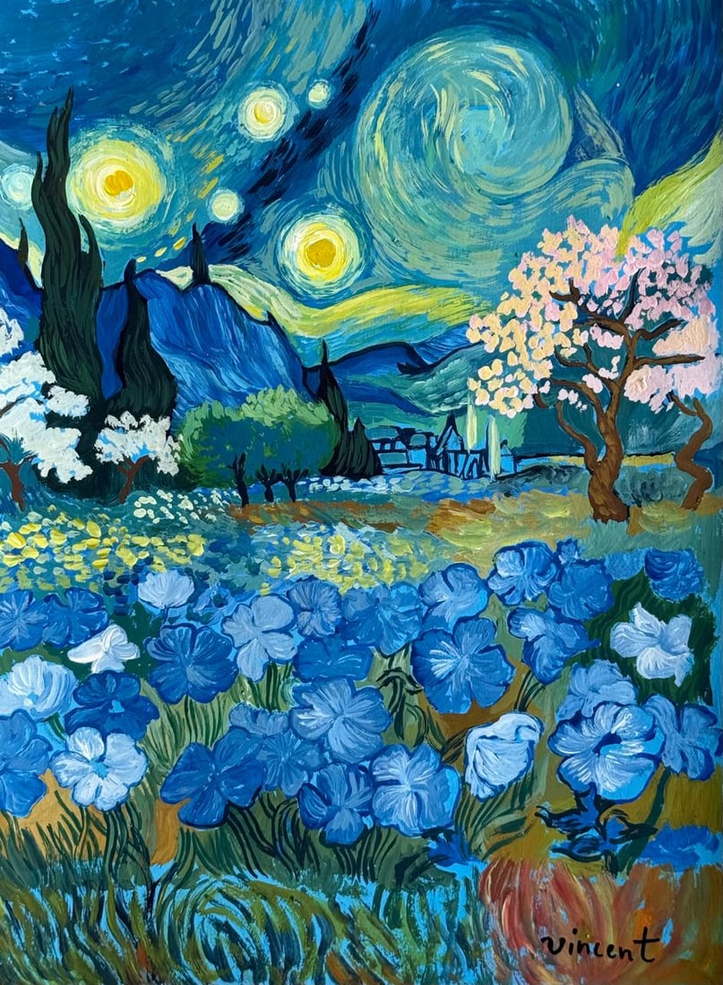 Vincent Van Gogh (Drawing on Paper Painting) Style of: Drawing on paper 8 x 11 inches, rendered in the style of Vincent Van Gogh (30 Mar 1853 - 29 Jul 1890) was a Dutch painter, generally considered to be the greatest after Rembrandt van Rijn, and one of