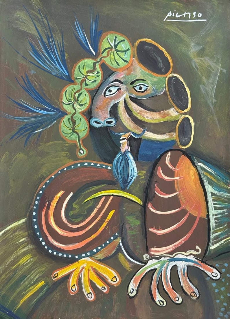 Pablo Picasso Spanish (Drawing on Paper Painting) Style of (1 of 4)