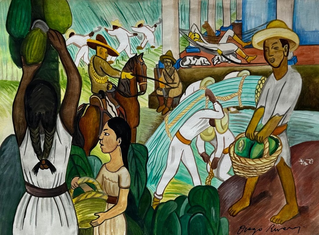 Diego Rivera (Drawing on Paper Painting) Style of (1 of 4)