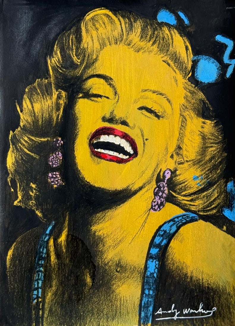 Andy Warhol (Drawing on Paper Painting) Style of: Drawing on paper 8½ x 12 inches, rendered in the style of Andy Warhol (06 Aug 1928 - 22 Feb 1987) was an American visual artist, film director and producer. A leading figure in the pop art move