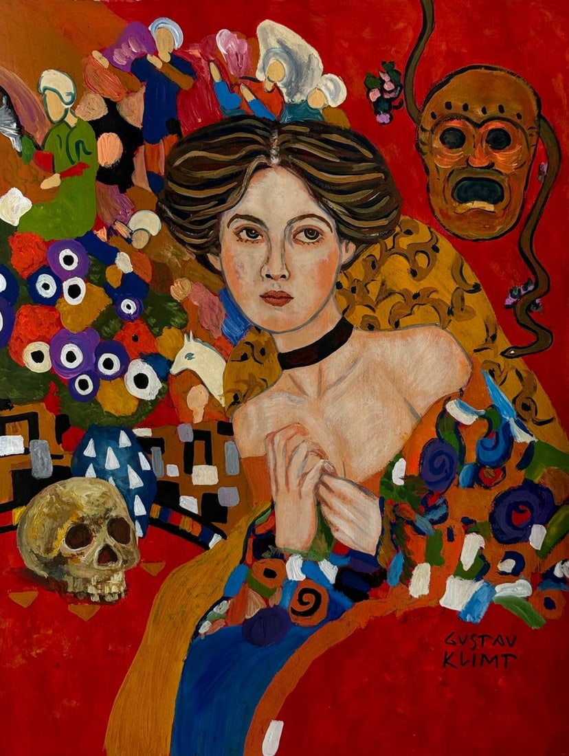 Gustav Klimt (Drawing on Paper Painting) Style of (1 of 4)