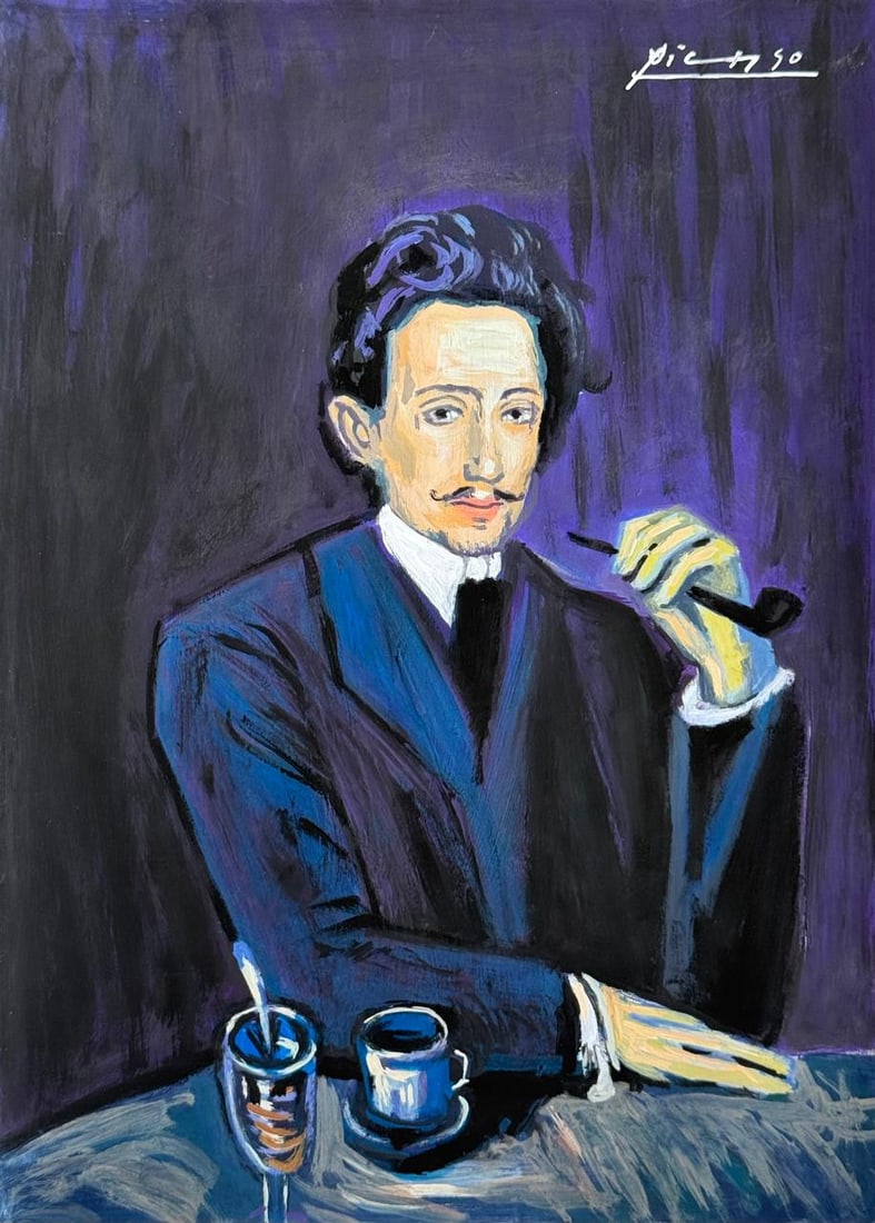 Pablo Picasso Spanish (Drawing on Paper Painting) Style of: Drawing on paper 8½ x 12 inches, rendered in the style of Pablo Picasso (25 Oct 1881 - 08 Apr 1973) was a Spanish painter,he grew up in Barcelona, showing artistic talent at an early age. Condi