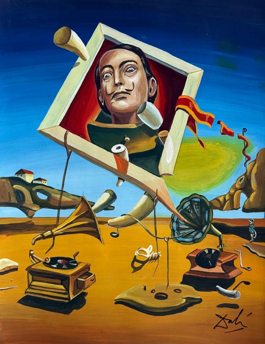 Salvador Dali Spanish (Drawing on Paper Painting) Style of: Drawing on paper 8½ x 11 inches, rendered in the style of Salvador Dali between (11 May 1904 - 23 Jan 1989) was a Spanish surrealist artist, painter and printmaker, influential for his explorat