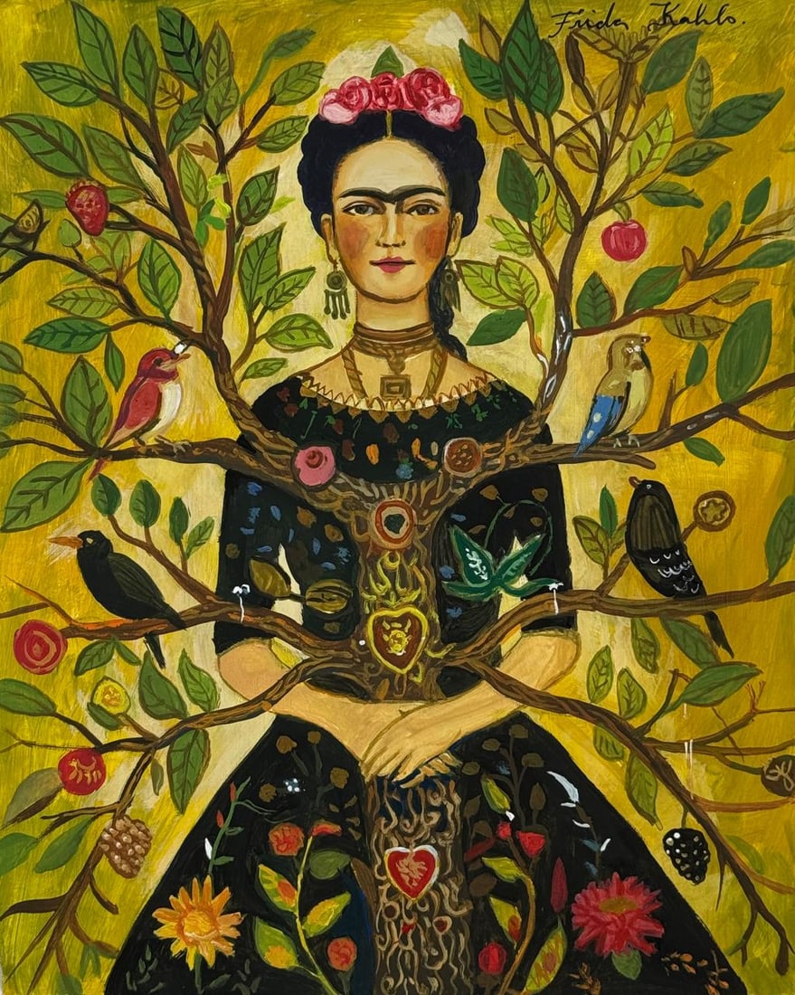 Frida Kahlo (Drawing on Paper Painting) Style of (1 of 4)