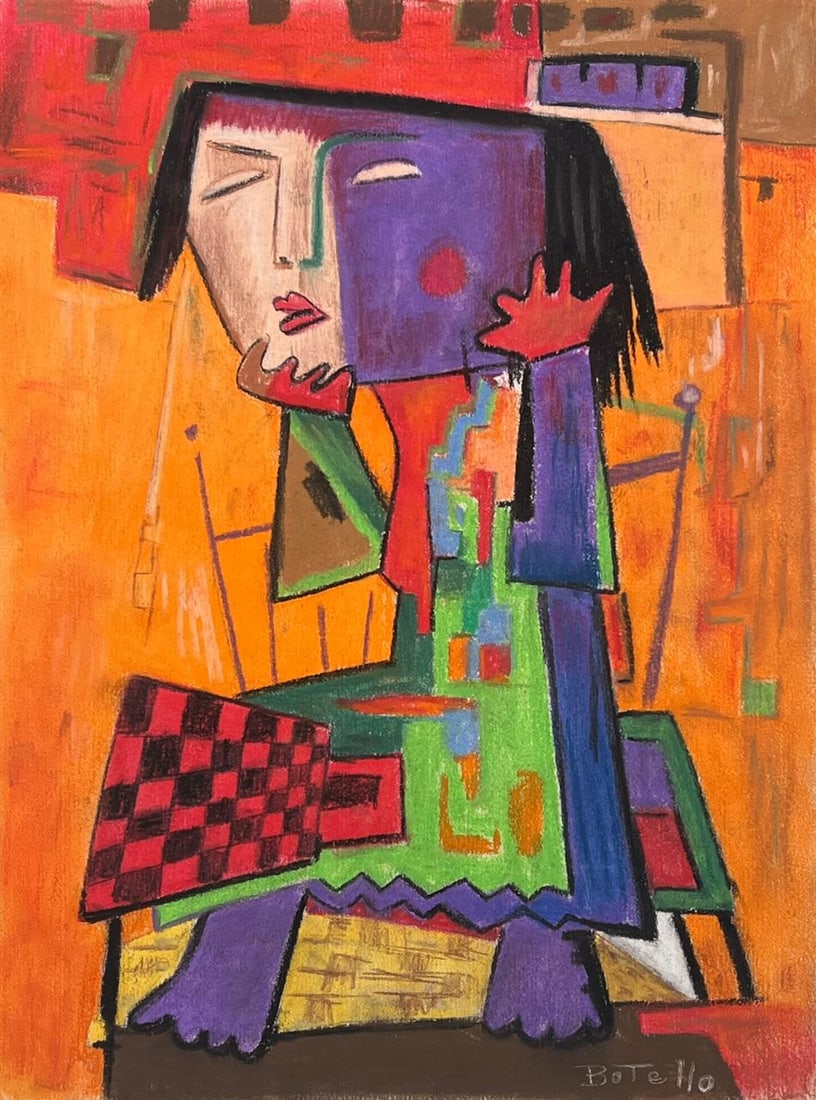 Angel Botello (Drawing on Paper Painting) Style of (1 of 4)