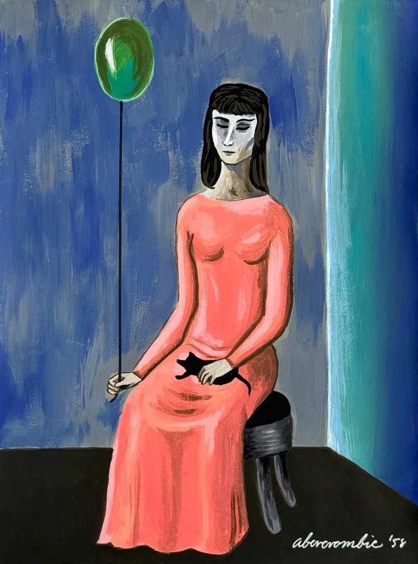 Gertrude Abercrombie (Drawing on Paper Painting) Style of: Drawing on paper 8½ x 11½ inches, rendered in the style of Gertrude Abercrombie (17 Feb 1909 - 03 Jul 1977) was an American painter based in Chicago. Called "the queen of the bohemian ar