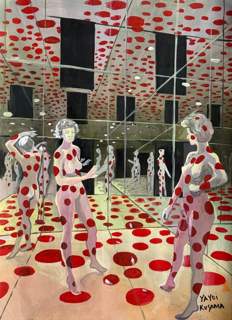 Yayoi Kusama (Drawing on Paper Painting) Style of (1 of 4)