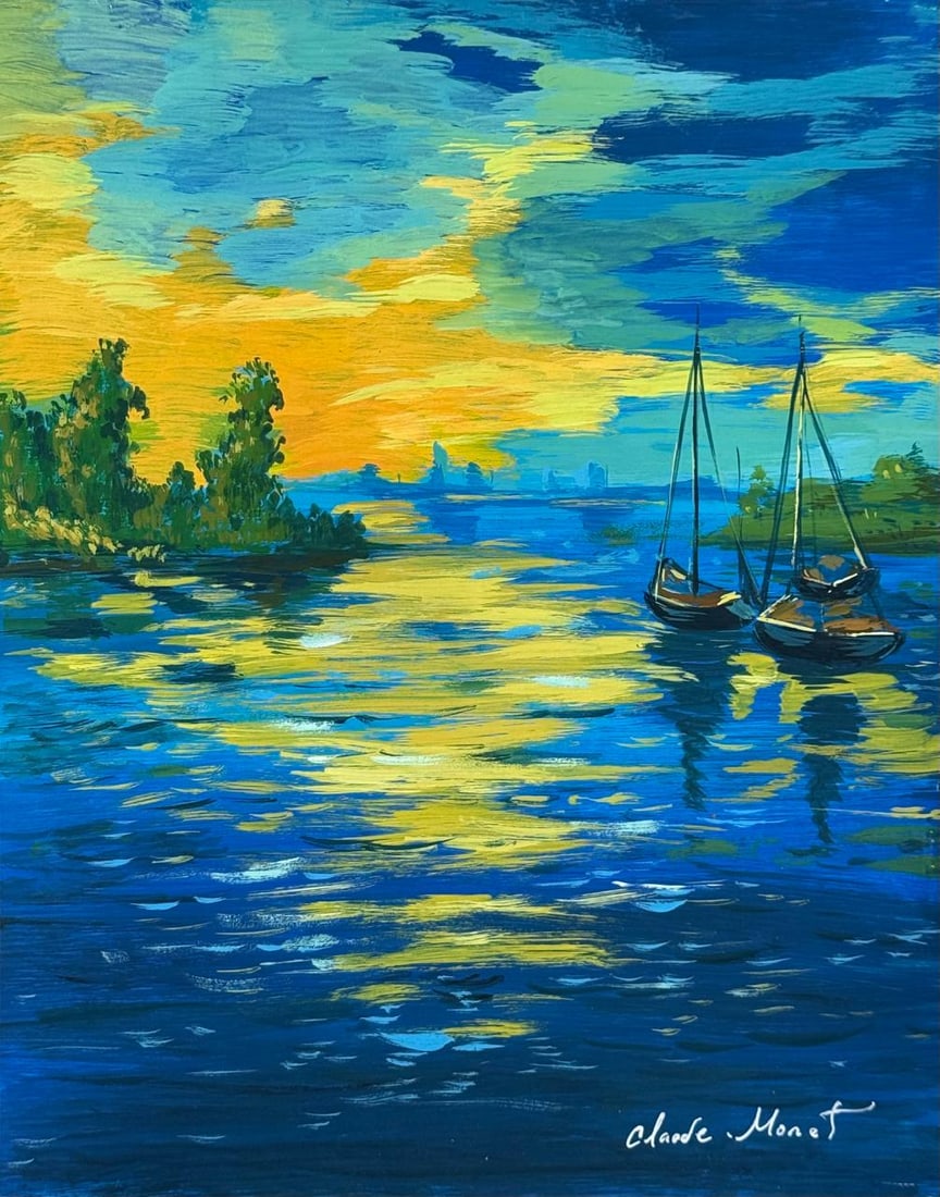 Claude Monet French (Drawing on Paper Painting) Style of (1 of 4)