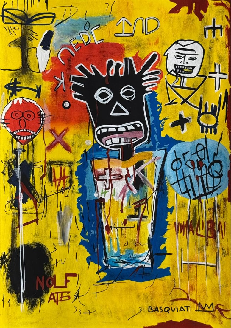 Jean-Michel Basquiat (Drawing on Paper Painting) Style of (1 of 4)