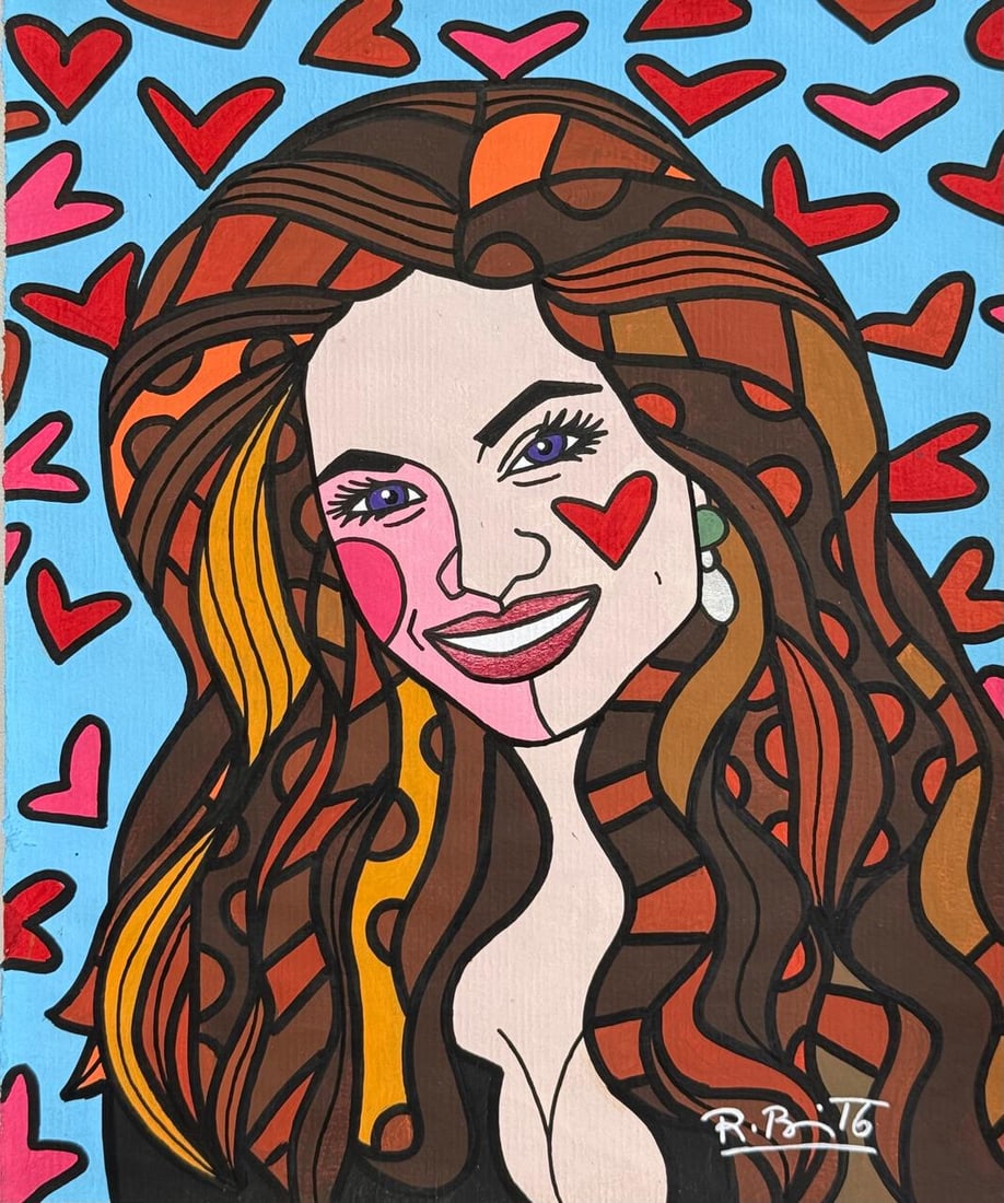 Romero Britto (Drawing on Paper Painting) Style of (1 of 4)