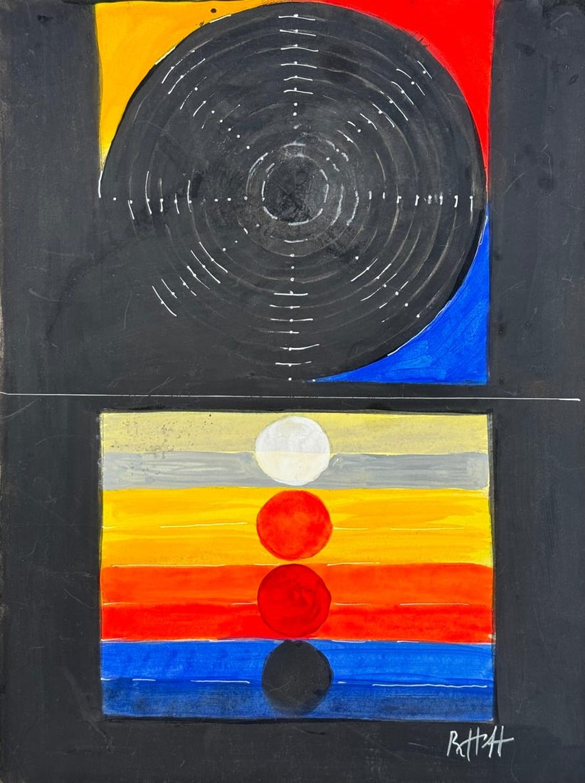 S. H. Raza (Mixed Media On Paper Painting) In the style of (1 of 4)