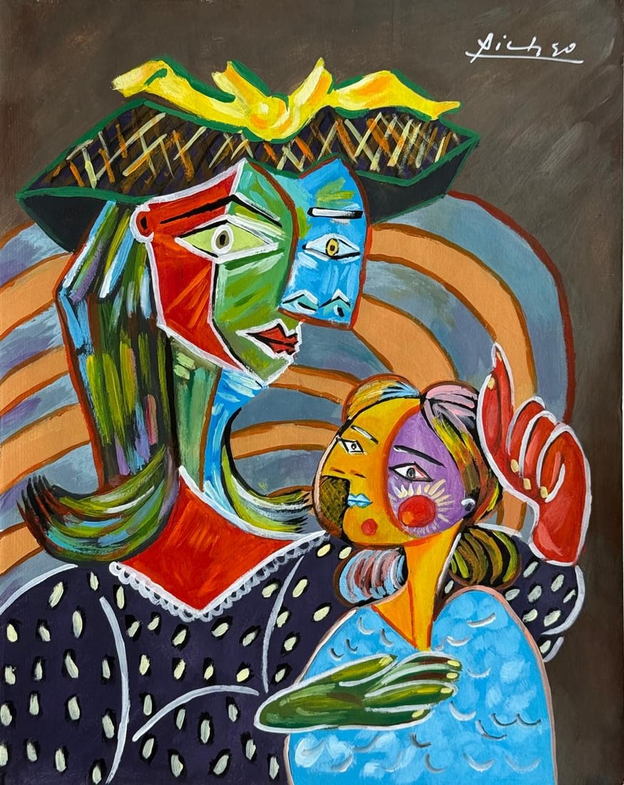 Pablo Picasso Spanish (Drawing on Paper Painting) Style of (1 of 4)