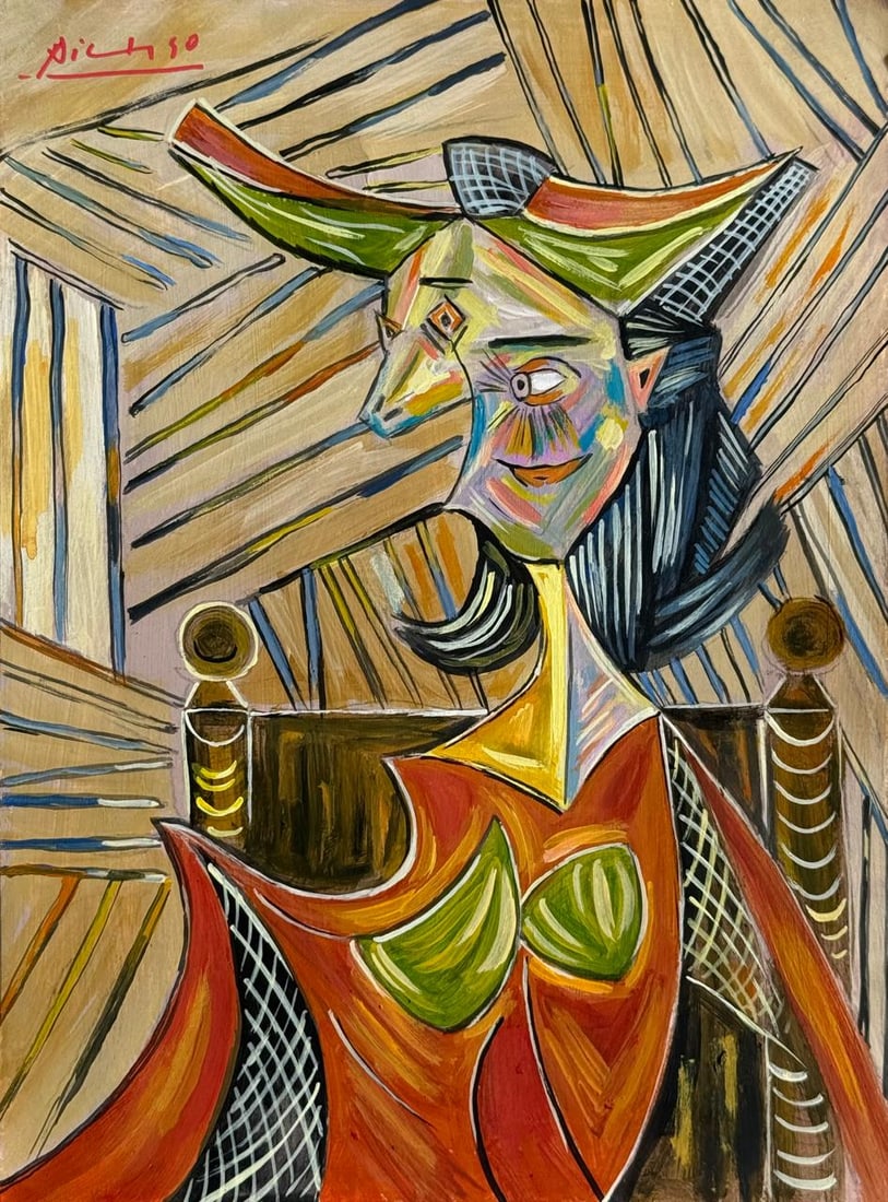 Pablo Picasso Spanish (Drawing on Paper Painting) Style of (1 of 4)