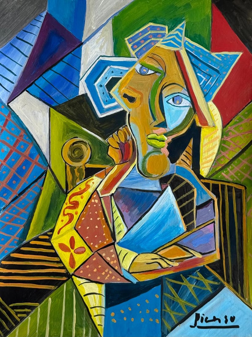 Pablo Picasso Spanish (Drawing on Paper Painting) Style of (1 of 4)