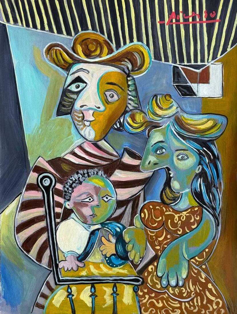 Pablo Picasso Spanish (Drawing on Paper Painting) Style of (1 of 4)