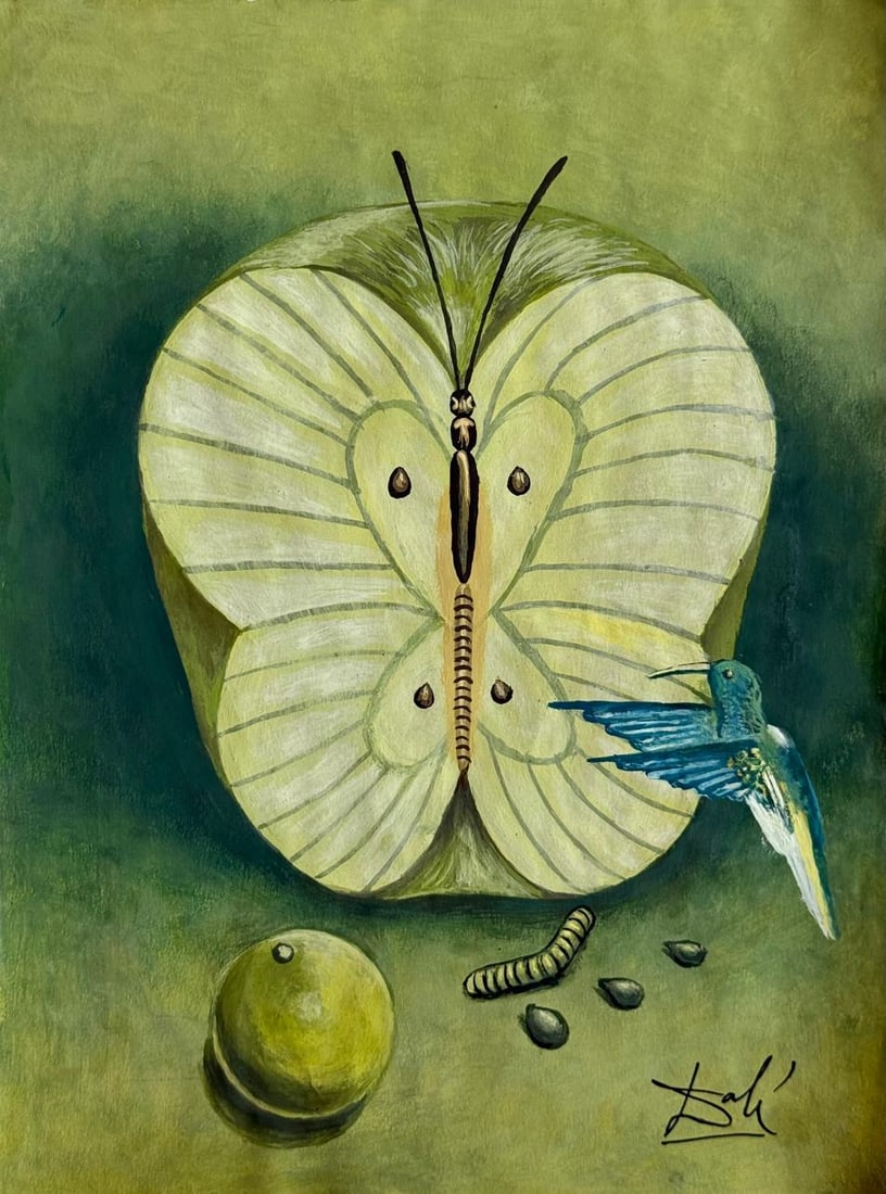 Salvador Dali Spanish (Drawing on Paper Painting) Style of: Drawing on paper 8 x 10½ inches, rendered in the style of Salvador Dali between (11 May 1904 - 23 Jan 1989) was a Spanish surrealist artist, painter and printmaker, influential for his explorat