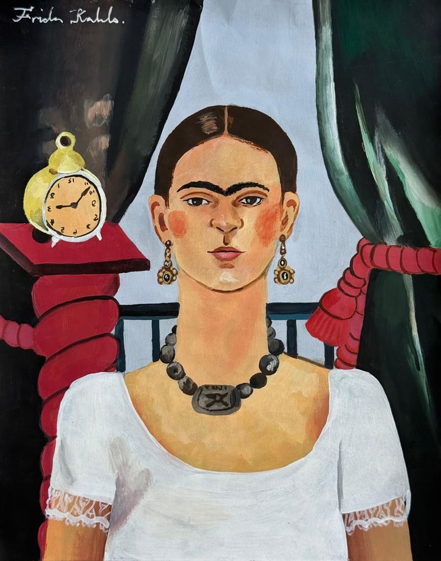 Frida Kahlo (Drawing on Paper Painting) Style of (1 of 4)