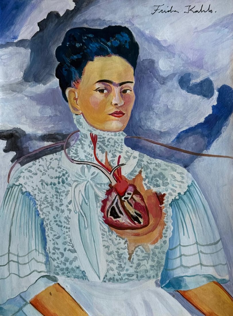 Frida Kahlo (Drawing on Paper Painting) Style of (1 of 4)