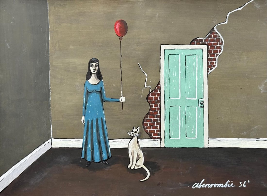 Gertrude Abercrombie (Drawing on Paper Painting) Style of: Drawing on paper 8 x 11 inches, rendered in the style of Gertrude Abercrombie (17 Feb 1909 - 03 Jul 1977) was an American painter based in Chicago. Called "the queen of the bohemian artists", Abercrom