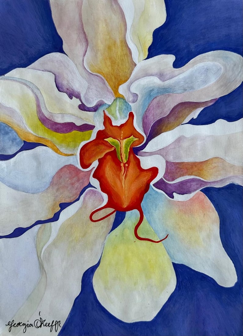 Georgia O'Keeffe (Drawing on Paper Painting) Style of (1 of 4)