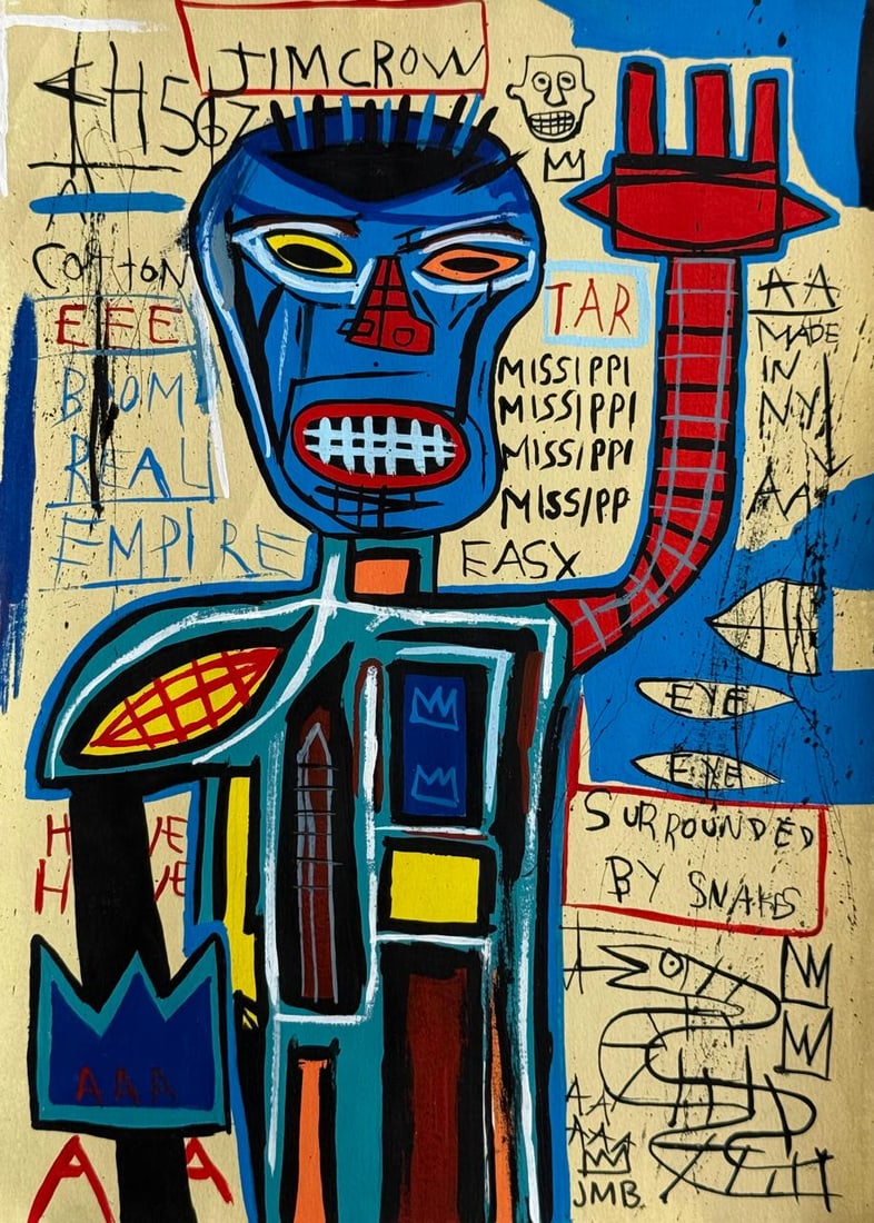 Jean-Michel Basquiat (Drawing on Paper Painting) Style of (1 of 4)