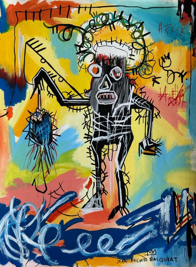 Jean-Michel Basquiat (Drawing on Paper Painting) Style of (1 of 4)