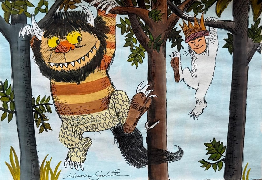 Maurice Sendak (Mixed Media On Paper Painting) In the style of (1 of 4)