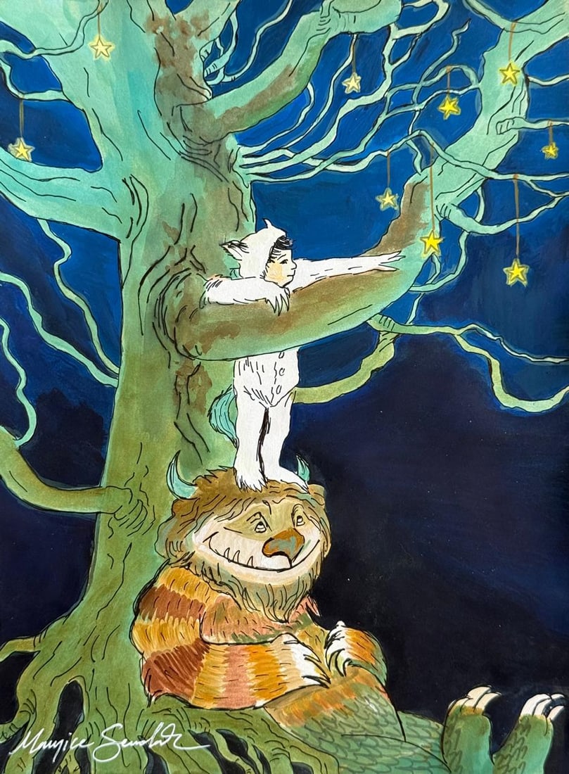 Maurice Sendak (Mixed Media On Paper Painting) In the style of (1 of 4)