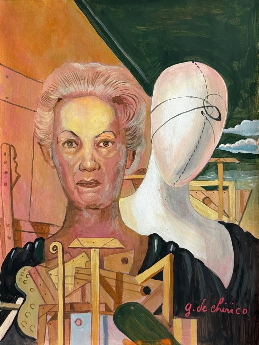 Giorgio de Chirico (Mixed Media On Paper Painting) In the style of (1 of 4)