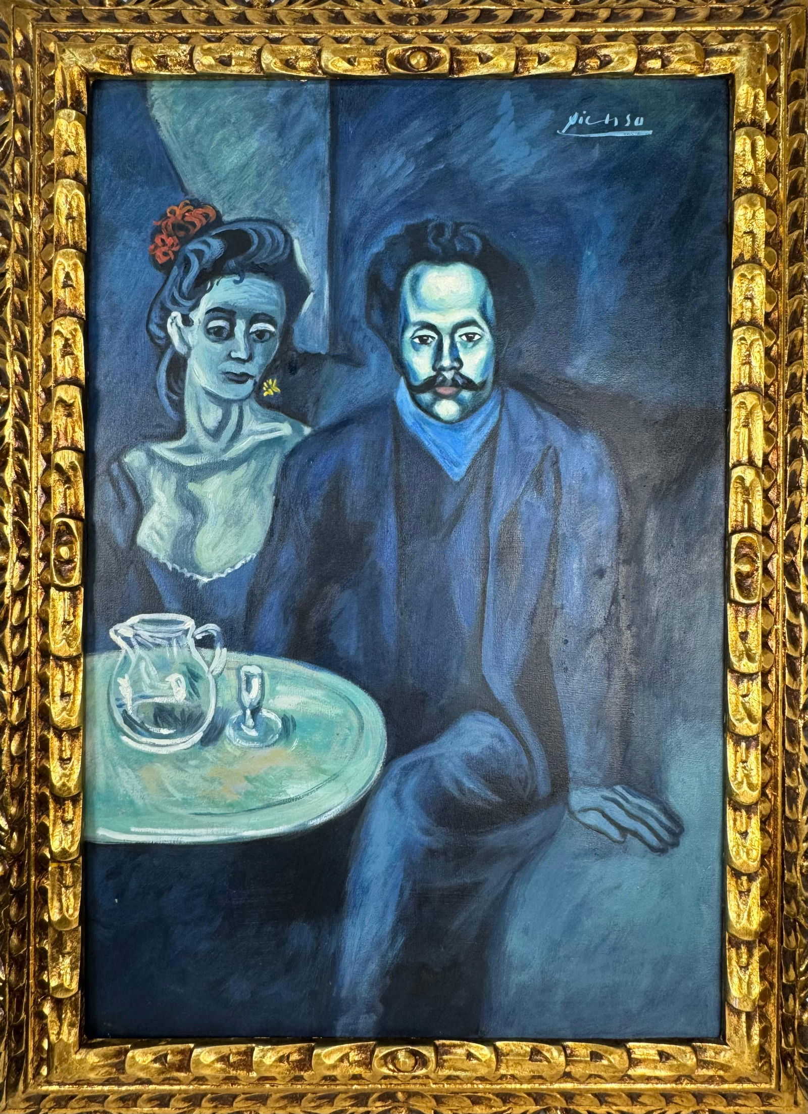 Pablo Picasso Spanish (Oil on canvas painting) Style of: Oil on canvas painting 21 x 29 inches, rendered in the style of Pablo Picasso (25 Oct 1881 - 08 Apr 1973) was a Spanish painter,he grew up in Barcelona, showing artistic talent at an early age. Proven