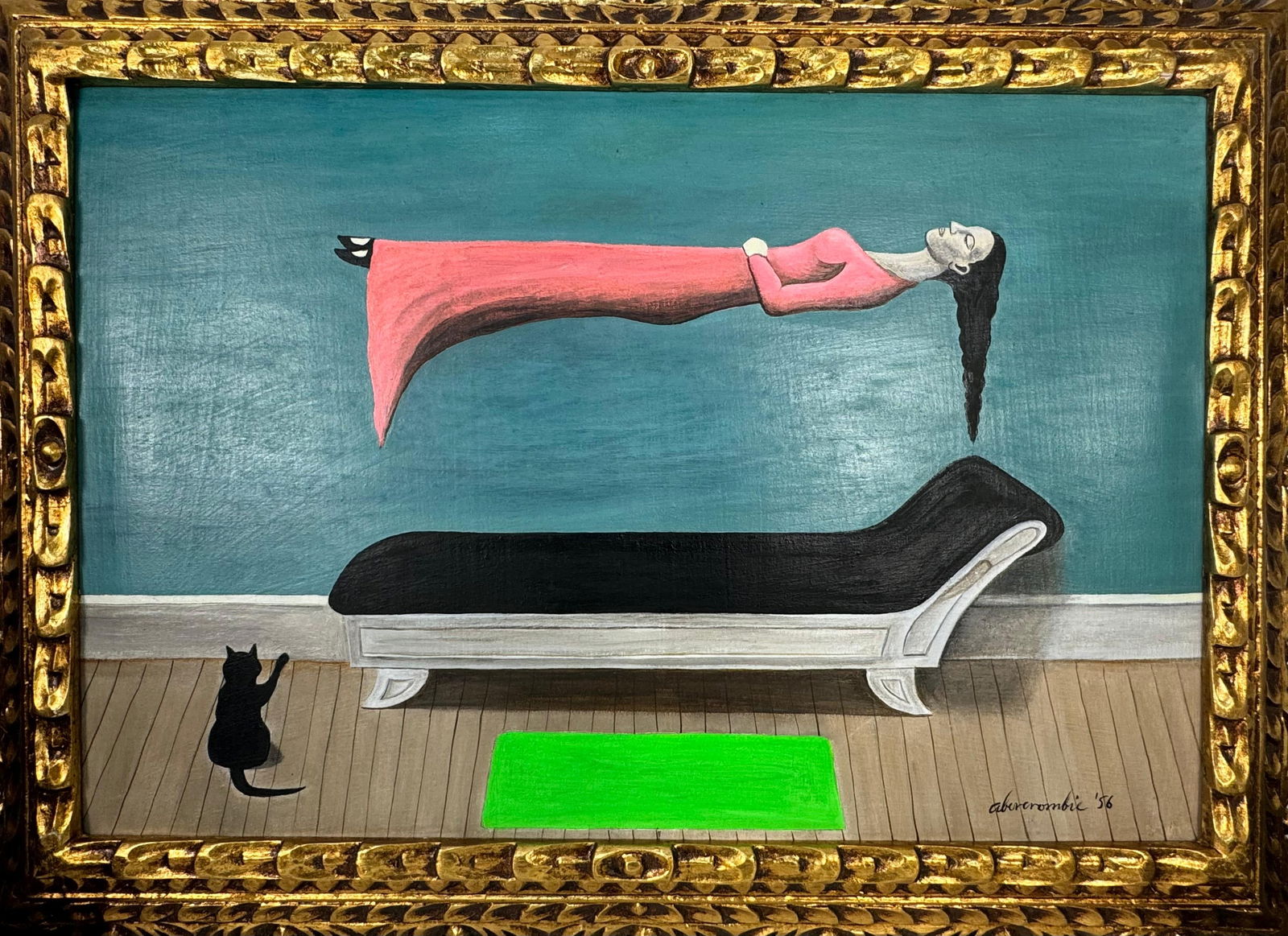Gertrude Abercrombie (Oil on canvas painting) Style of: Oil on canvas painting 21 x 29 inches, rendered in the style of Gertrude Abercrombie (17 Feb 1909 - 03 Jul 1977) was an American painter based in Chicago. Called "the queen of the bohemian artists", A