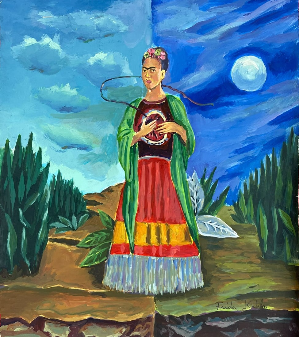 Frida Kahlo (Drawing on Paper Painting) Style of (1 of 2)