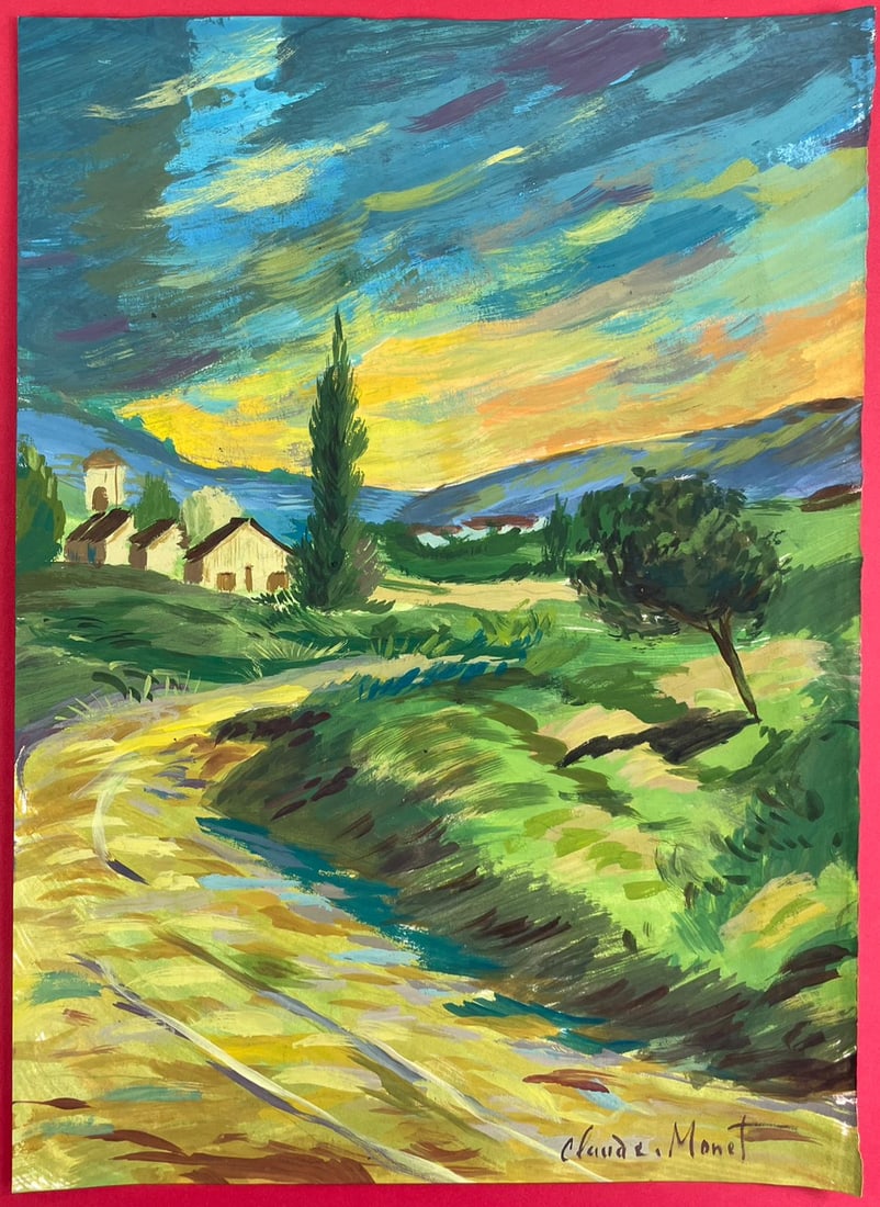 Claude Monet French (Drawing on Paper Painting) Style of (1 of 2)